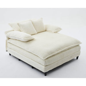 English Elm [new Arrived] Corduroy Oversized Chaise Lounge with Reclining Backrest and Deep Plush Seat Beige W1628P252010