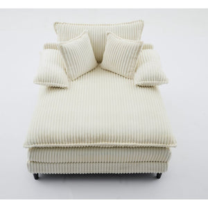 English Elm [new Arrived] Corduroy Oversized Chaise Lounge with Reclining Backrest and Deep Plush Seat Beige W1628P252010