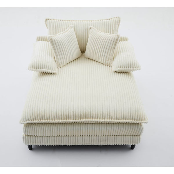 English Elm [new Arrived] Corduroy Oversized Chaise Lounge with Reclining Backrest and Deep Plush Seat Beige W1628P252010