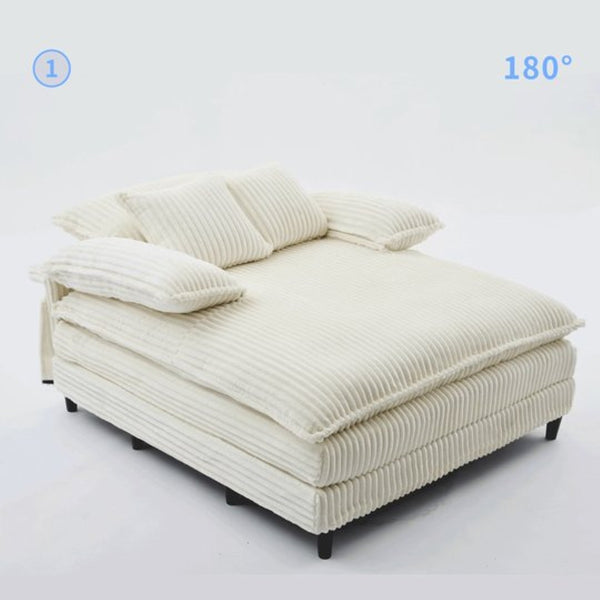 English Elm [new Arrived] Corduroy Oversized Chaise Lounge with Reclining Backrest and Deep Plush Seat Beige W1628P252010