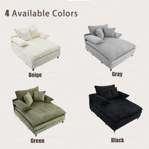 English Elm [new Arrived] Corduroy Oversized Chaise Lounge with Reclining Backrest and Deep Plush Seat Beige W1628P252010