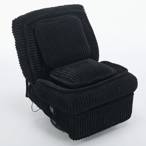 English Elm [new Arrived] Corduroy Swivel Recliner Chair with Glider Base for Small Living Spaces Black W1628P264782