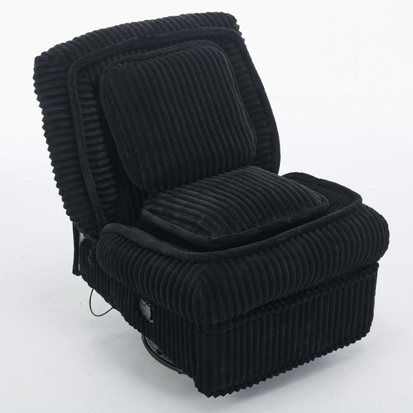 English Elm [new Arrived] Corduroy Swivel Recliner Chair with Glider Base for Small Living Spaces Black W1628P264782