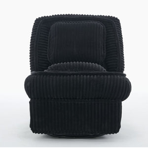 English Elm [new Arrived] Corduroy Swivel Recliner Chair with Glider Base for Small Living Spaces Black W1628P264782