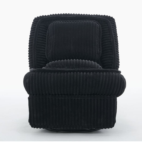 English Elm [new Arrived] Corduroy Swivel Recliner Chair with Glider Base for Small Living Spaces Black W1628P264782