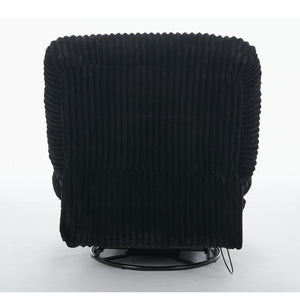 English Elm [new Arrived] Corduroy Swivel Recliner Chair with Glider Base for Small Living Spaces Black W1628P264782