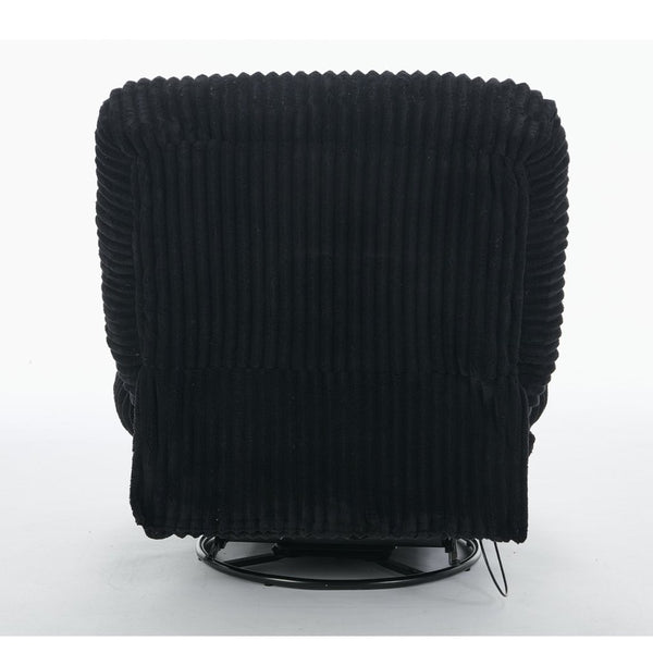 English Elm [new Arrived] Corduroy Swivel Recliner Chair with Glider Base for Small Living Spaces Black W1628P264782