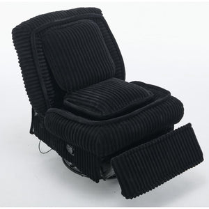 English Elm [new Arrived] Corduroy Swivel Recliner Chair with Glider Base for Small Living Spaces Black W1628P264782