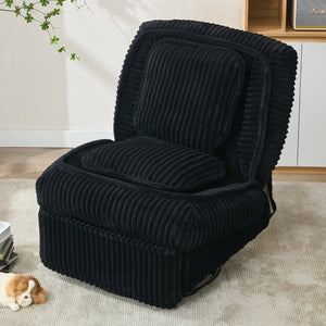 English Elm [new Arrived] Corduroy Swivel Recliner Chair with Glider Base for Small Living Spaces Black W1628P264782