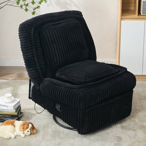 English Elm [new Arrived] Corduroy Swivel Recliner Chair with Glider Base for Small Living Spaces Black W1628P264782
