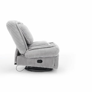 English Elm [new Arrived] Corduroy Swivel Recliner Chair with Glider Base for Small Living Spaces Gray W1628P264783