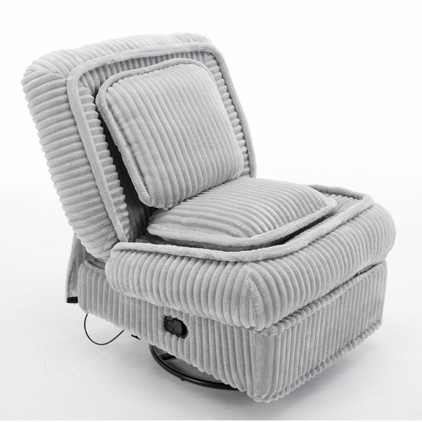 English Elm [new Arrived] Corduroy Swivel Recliner Chair with Glider Base for Small Living Spaces Gray W1628P264783