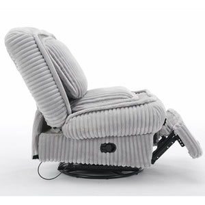 English Elm [new Arrived] Corduroy Swivel Recliner Chair with Glider Base for Small Living Spaces Gray W1628P264783