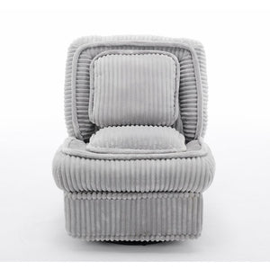 English Elm [new Arrived] Corduroy Swivel Recliner Chair with Glider Base for Small Living Spaces Gray W1628P264783