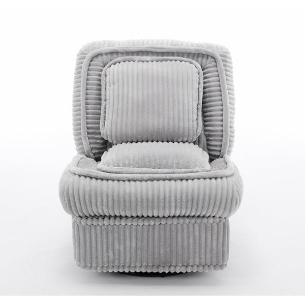 English Elm [new Arrived] Corduroy Swivel Recliner Chair with Glider Base for Small Living Spaces Gray W1628P264783