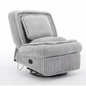 English Elm [new Arrived] Corduroy Swivel Recliner Chair with Glider Base for Small Living Spaces Gray W1628P264783
