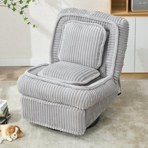 English Elm [new Arrived] Corduroy Swivel Recliner Chair with Glider Base for Small Living Spaces Gray W1628P264783