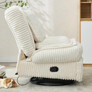 English Elm [new Arrived] Corduroy Swivel Recliner Chair with Glider Base for Small Living Spaces Beige W1628P264784