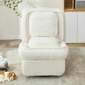 English Elm [new Arrived] Corduroy Swivel Recliner Chair with Glider Base for Small Living Spaces Beige W1628P264784