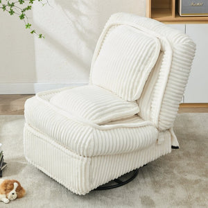 English Elm [new Arrived] Corduroy Swivel Recliner Chair with Glider Base for Small Living Spaces Beige W1628P264784