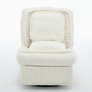 English Elm [new Arrived] Corduroy Swivel Recliner Chair with Glider Base for Small Living Spaces Beige W1628P264784