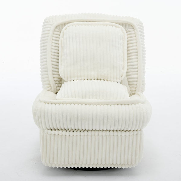 English Elm [new Arrived] Corduroy Swivel Recliner Chair with Glider Base for Small Living Spaces Beige W1628P264784