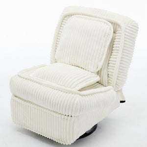 English Elm [new Arrived] Corduroy Swivel Recliner Chair with Glider Base for Small Living Spaces Beige W1628P264784