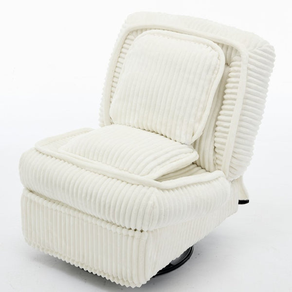 English Elm [new Arrived] Corduroy Swivel Recliner Chair with Glider Base for Small Living Spaces Beige W1628P264784