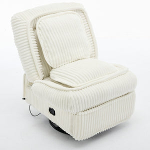 English Elm [new Arrived] Corduroy Swivel Recliner Chair with Glider Base for Small Living Spaces Beige W1628P264784