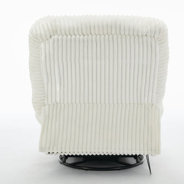 English Elm [new Arrived] Corduroy Swivel Recliner Chair with Glider Base for Small Living Spaces Beige W1628P264784