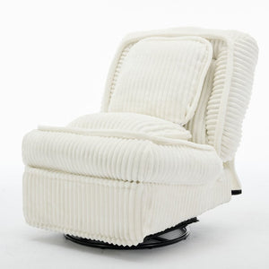 English Elm [new Arrived] Corduroy Swivel Recliner Chair with Glider Base for Small Living Spaces Beige W1628P264784