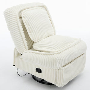 English Elm [new Arrived] Corduroy Swivel Recliner Chair with Glider Base for Small Living Spaces Beige W1628P264784