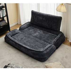 English Elm [new Chenille Floor Loveseat Sleeper with Adjustable Backrest for Two Adults and Pets Black W1628P348791