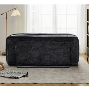 English Elm [new Chenille Floor Loveseat Sleeper with Adjustable Backrest for Two Adults and Pets Black W1628P348791