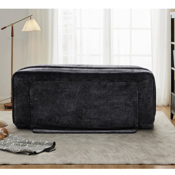 English Elm [new Chenille Floor Loveseat Sleeper with Adjustable Backrest for Two Adults and Pets Black W1628P348791