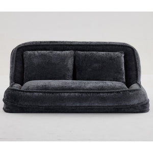 English Elm [new Chenille Floor Loveseat Sleeper with Adjustable Backrest for Two Adults and Pets Black W1628P348791