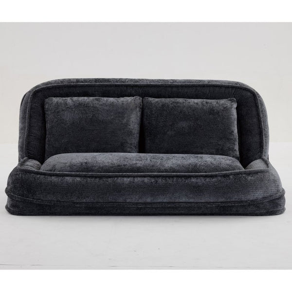 English Elm [new Chenille Floor Loveseat Sleeper with Adjustable Backrest for Two Adults and Pets Black W1628P348791