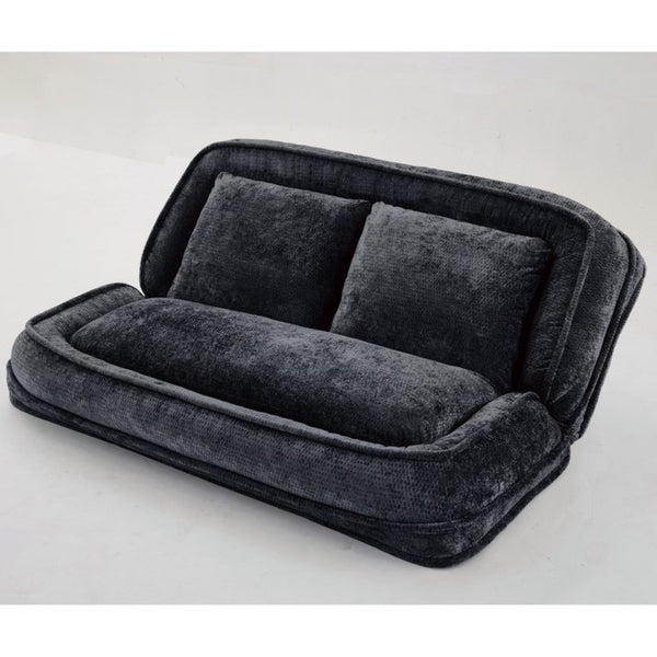 English Elm [new Chenille Floor Loveseat Sleeper with Adjustable Backrest for Two Adults and Pets Black W1628P348791