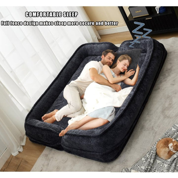 English Elm [new Chenille Floor Loveseat Sleeper with Adjustable Backrest for Two Adults and Pets Black W1628P348791