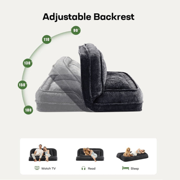 English Elm [new Chenille Floor Loveseat Sleeper with Adjustable Backrest for Two Adults and Pets Black W1628P348791