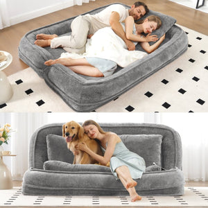 English Elm [new Chenille Floor Loveseat Sleeper with Adjustable Backrest for Two Adults and Pets Light Gray W1628P348792