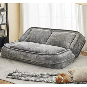 English Elm [new Chenille Floor Loveseat Sleeper with Adjustable Backrest for Two Adults and Pets Light Gray W1628P348792