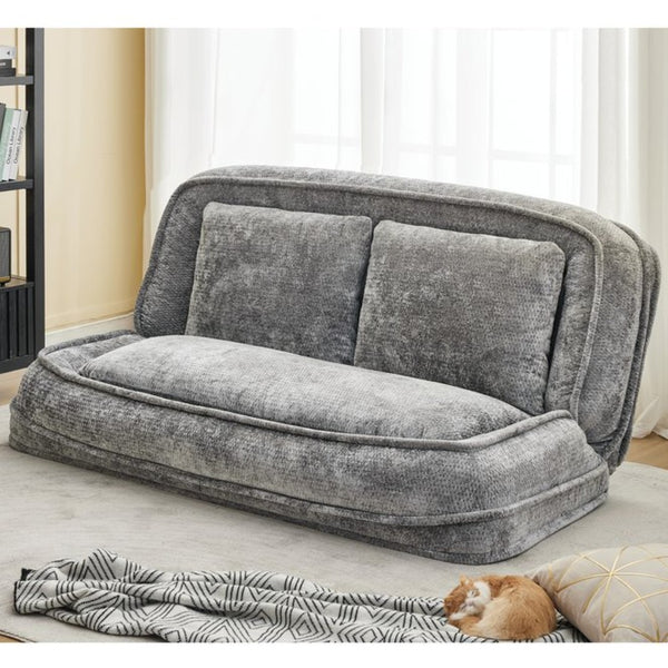 English Elm [new Chenille Floor Loveseat Sleeper with Adjustable Backrest for Two Adults and Pets Light Gray W1628P348792