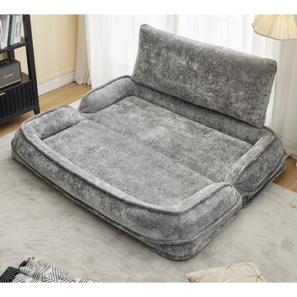 English Elm [new Chenille Floor Loveseat Sleeper with Adjustable Backrest for Two Adults and Pets Light Gray W1628P348792