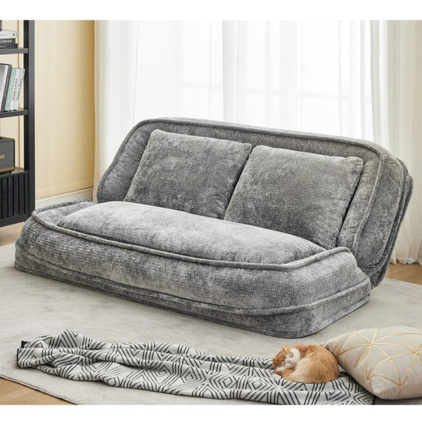 English Elm [new Chenille Floor Loveseat Sleeper with Adjustable Backrest for Two Adults and Pets Light Gray W1628P348792