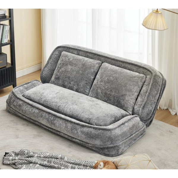 English Elm [new Chenille Floor Loveseat Sleeper with Adjustable Backrest for Two Adults and Pets Light Gray W1628P348792