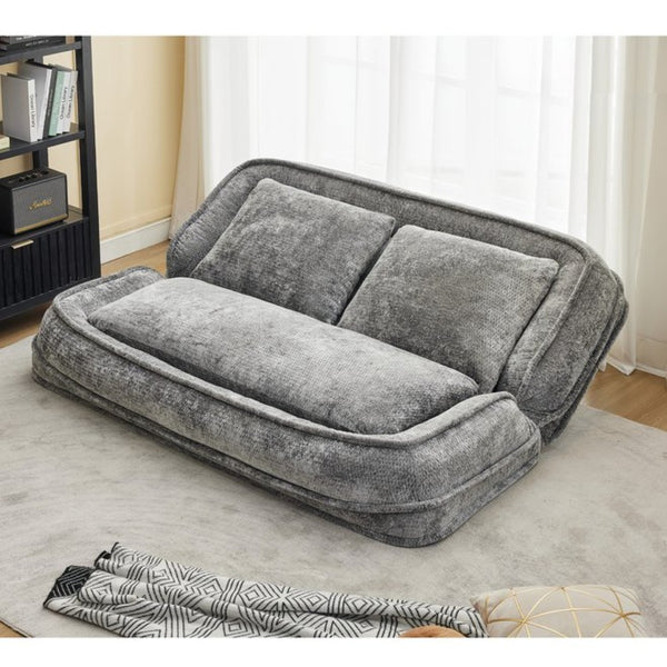 English Elm [new Chenille Floor Loveseat Sleeper with Adjustable Backrest for Two Adults and Pets Light Gray W1628P348792