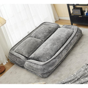 English Elm [new Chenille Floor Loveseat Sleeper with Adjustable Backrest for Two Adults and Pets Light Gray W1628P348792