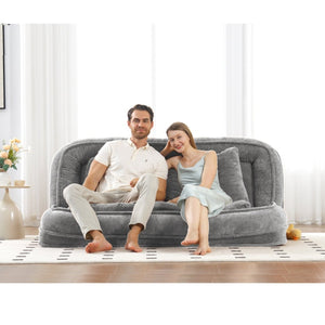 English Elm [new Chenille Floor Loveseat Sleeper with Adjustable Backrest for Two Adults and Pets Light Gray W1628P348792