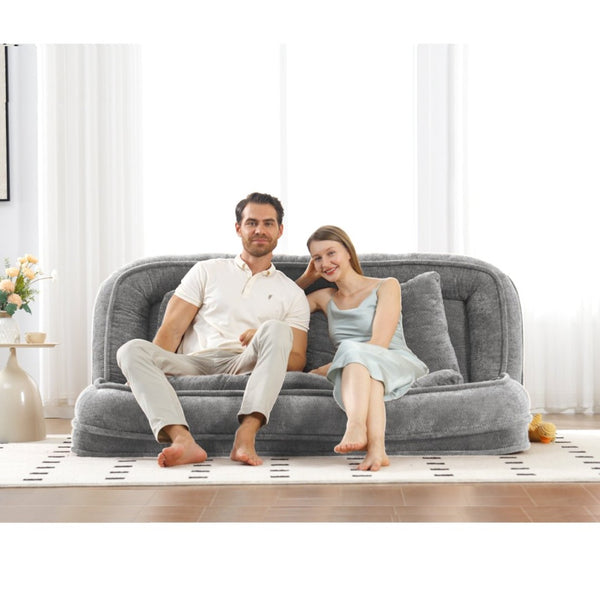 English Elm [new Chenille Floor Loveseat Sleeper with Adjustable Backrest for Two Adults and Pets Light Gray W1628P348792